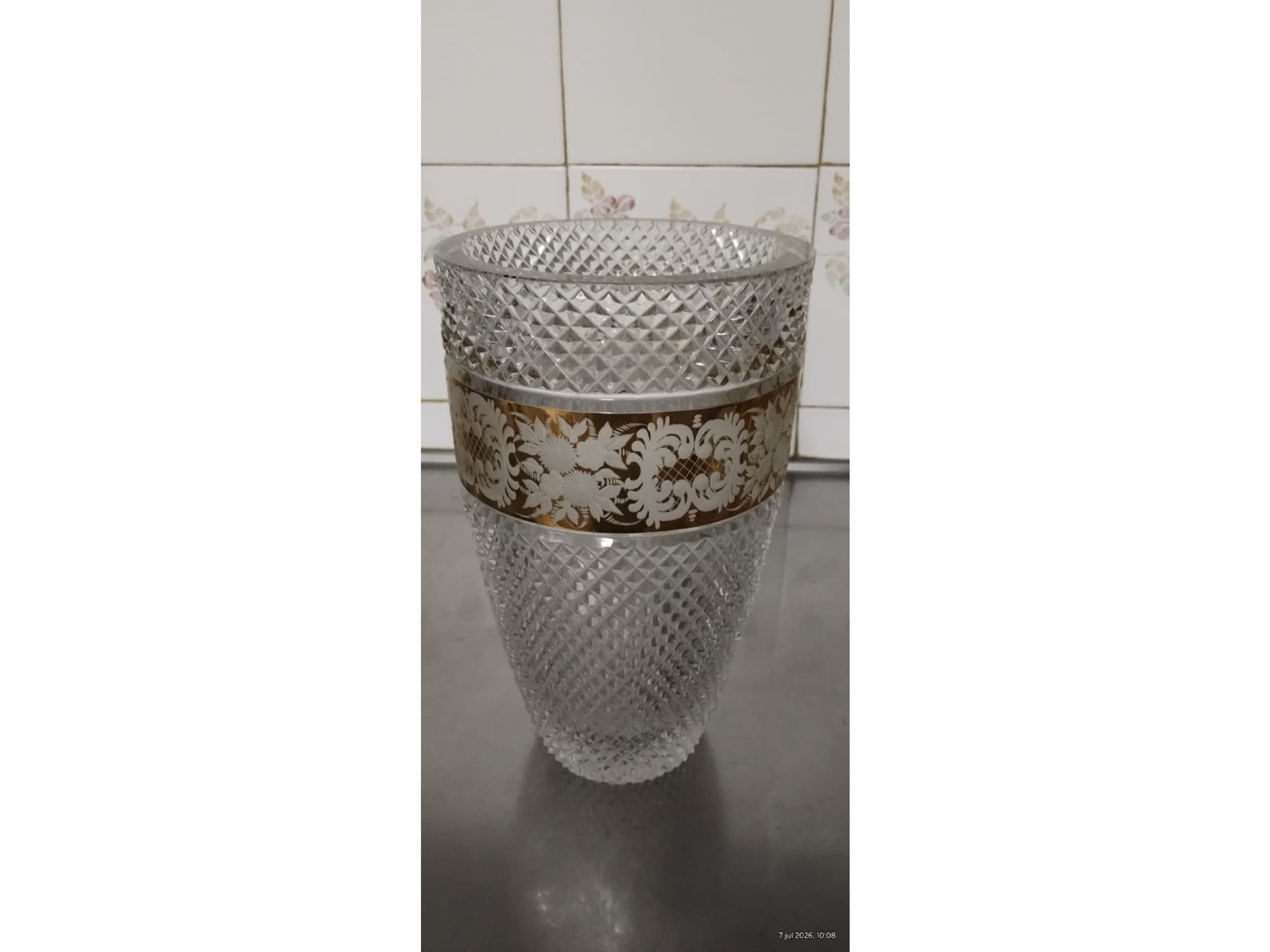 Florero de cristal checoslovaco