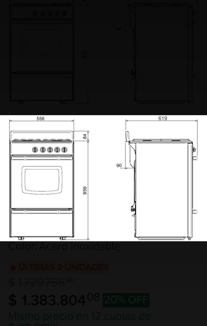 Cocina Longvie a gas